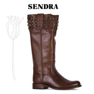 SENDRA 9177 Brown Studded Pull On Style Riding Boots